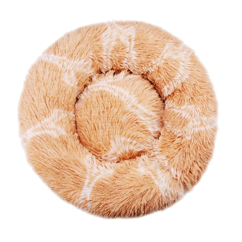 Round Plush Pet Bed – Soft Calming Bed for Dogs & Cats (40–90cm)