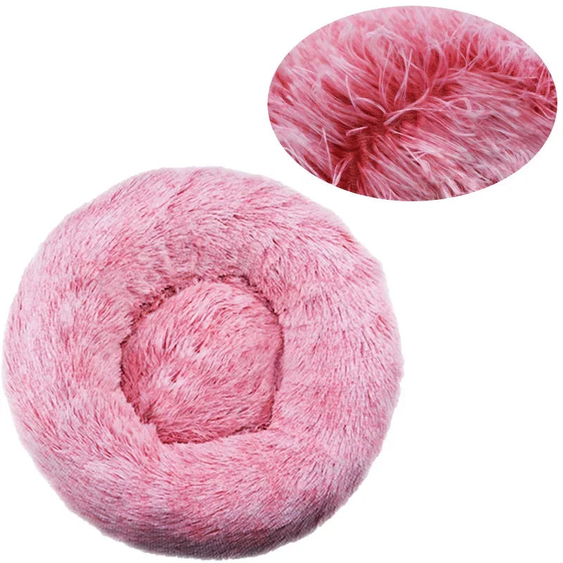 Round Plush Pet Bed – Soft Calming Bed for Dogs & Cats (40–90cm)