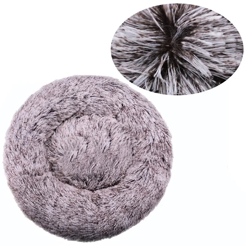 Round Plush Pet Bed – Soft Calming Bed for Dogs & Cats (40–90cm)