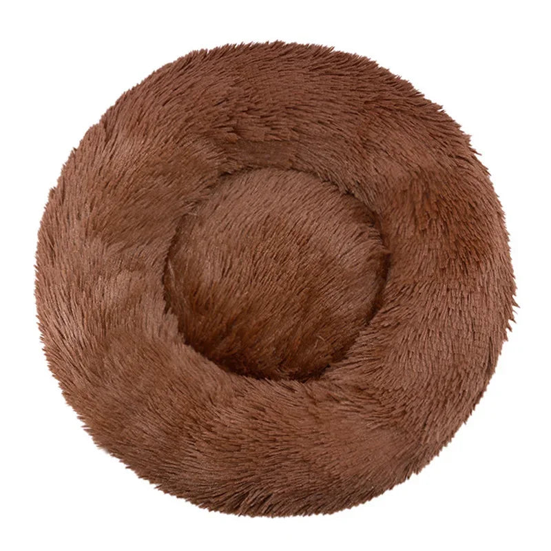 Round Plush Pet Bed – Soft Calming Bed for Dogs & Cats (40–90cm)