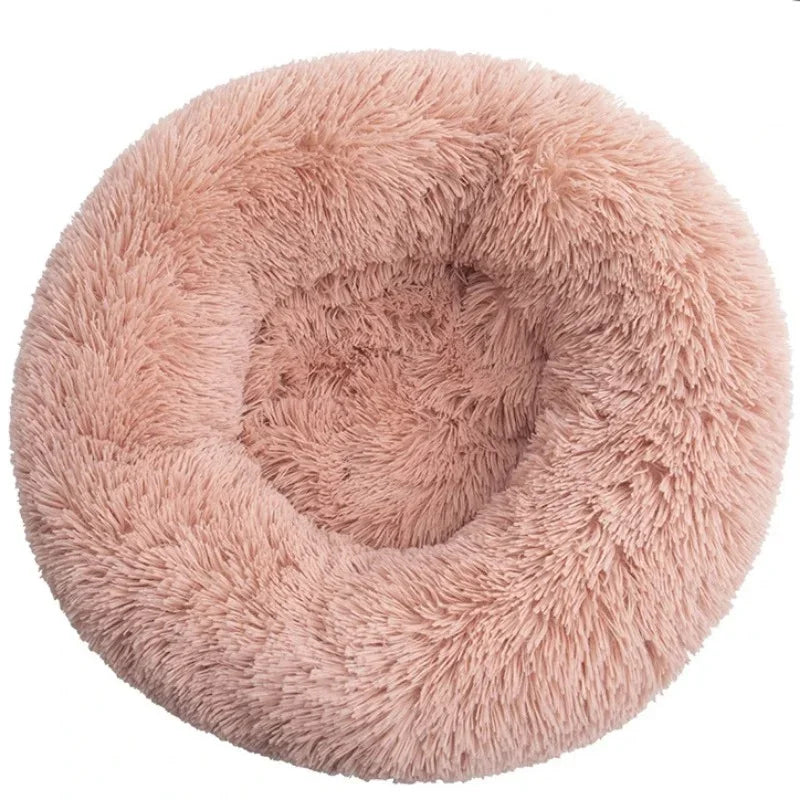Round Plush Pet Bed – Soft Calming Bed for Dogs & Cats (40–90cm)