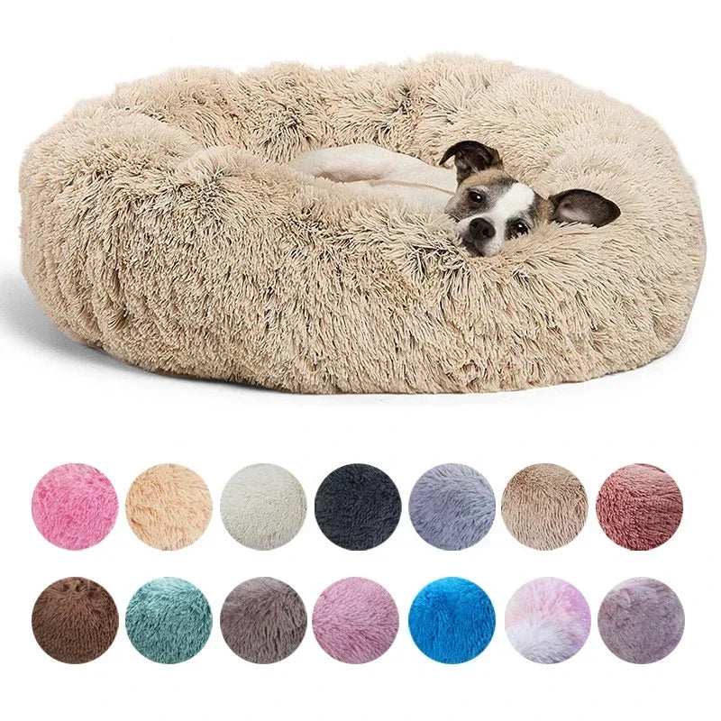 Round Plush Pet Bed – Soft Calming Bed for Dogs & Cats (40–90cm)