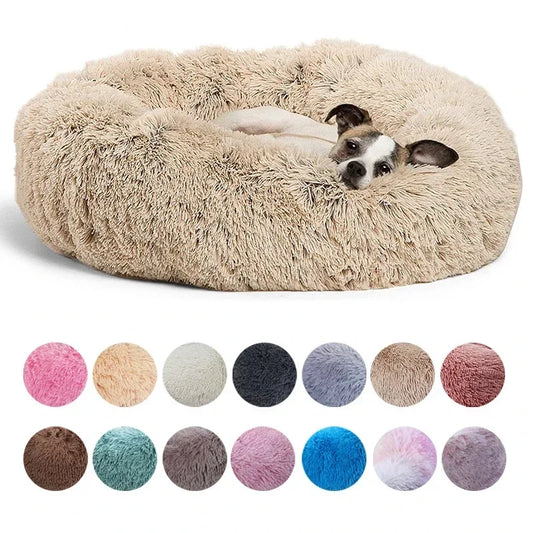 Round Plush Pet Bed – Soft Calming Bed for Dogs & Cats (40–90cm)