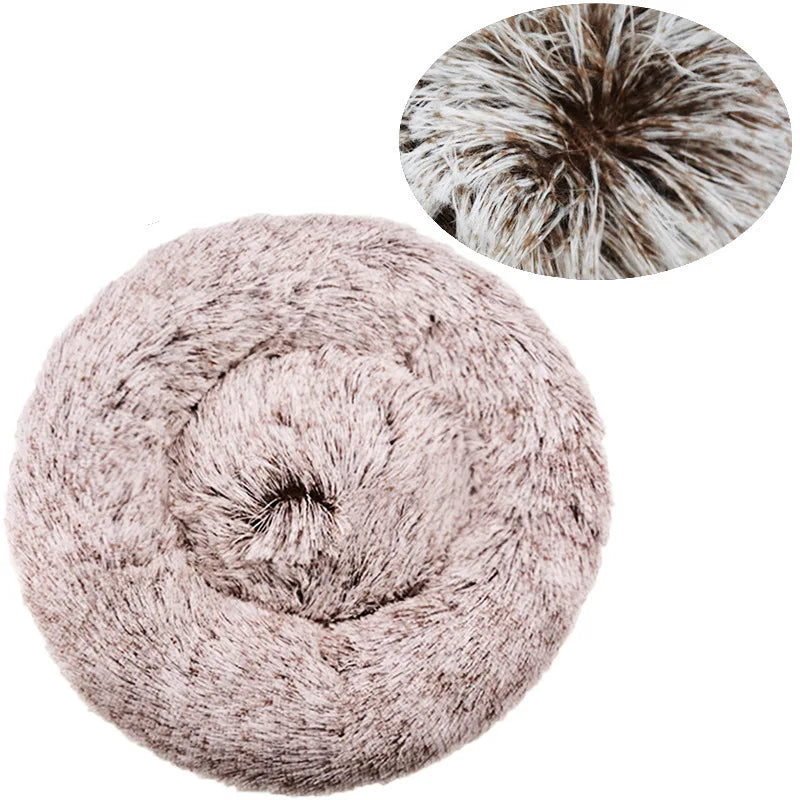 Round Plush Pet Bed – Soft Calming Bed for Dogs & Cats (40–90cm)