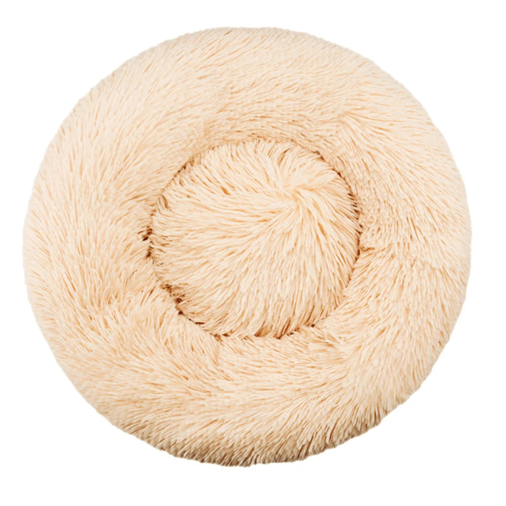 Round Plush Pet Bed – Soft Calming Bed for Dogs & Cats (40–90cm)