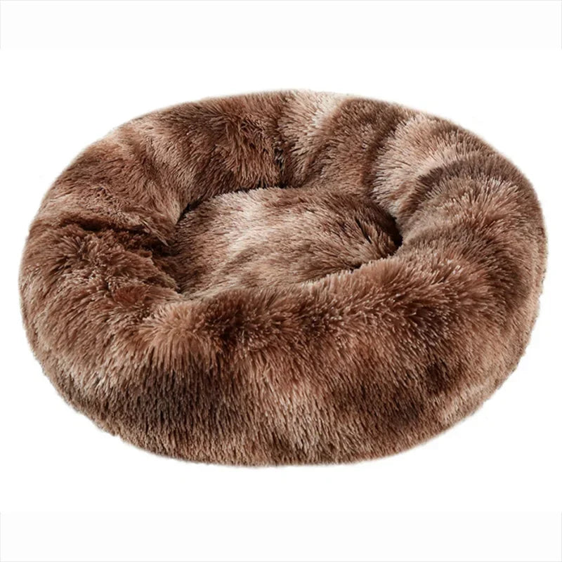 Round Plush Pet Bed – Soft Calming Bed for Dogs & Cats (40–90cm)