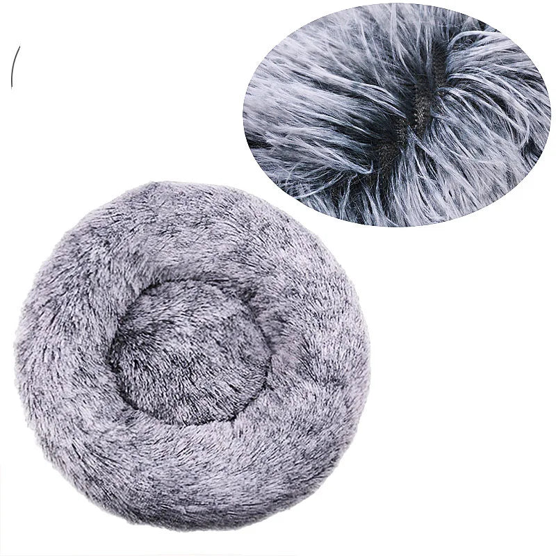 Round Plush Pet Bed – Soft Calming Bed for Dogs & Cats (40–90cm)