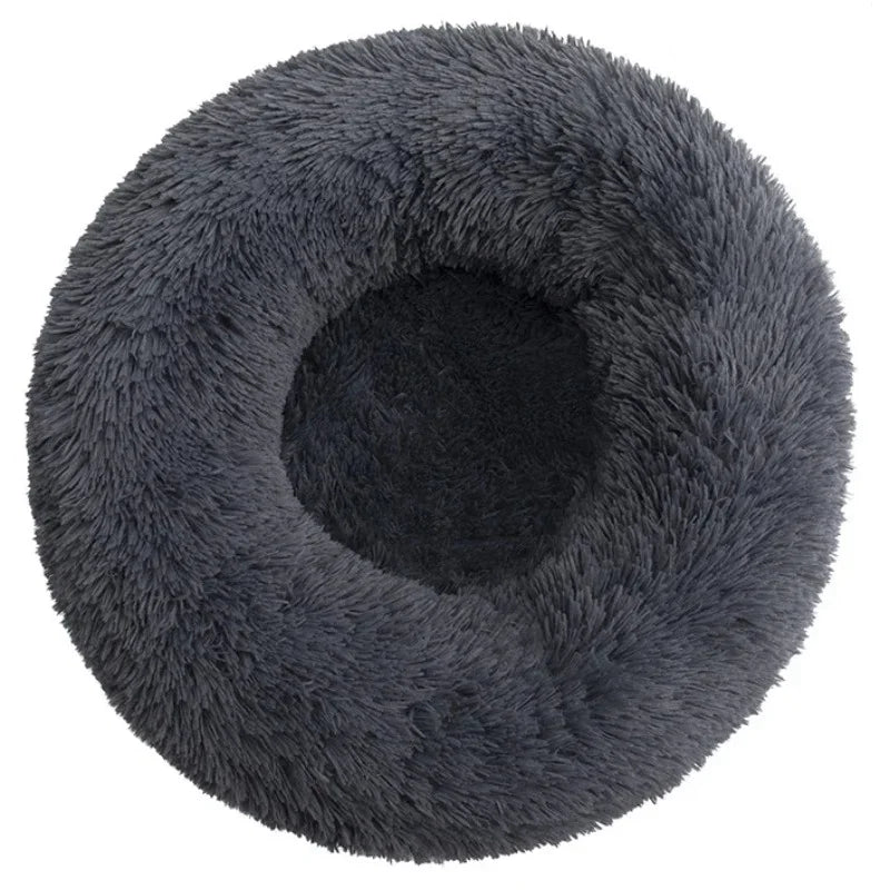 Round Plush Pet Bed – Soft Calming Bed for Dogs & Cats (40–90cm)