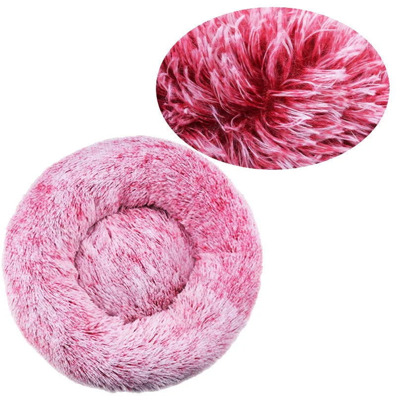 Round Plush Pet Bed – Soft Calming Bed for Dogs & Cats (40–90cm)