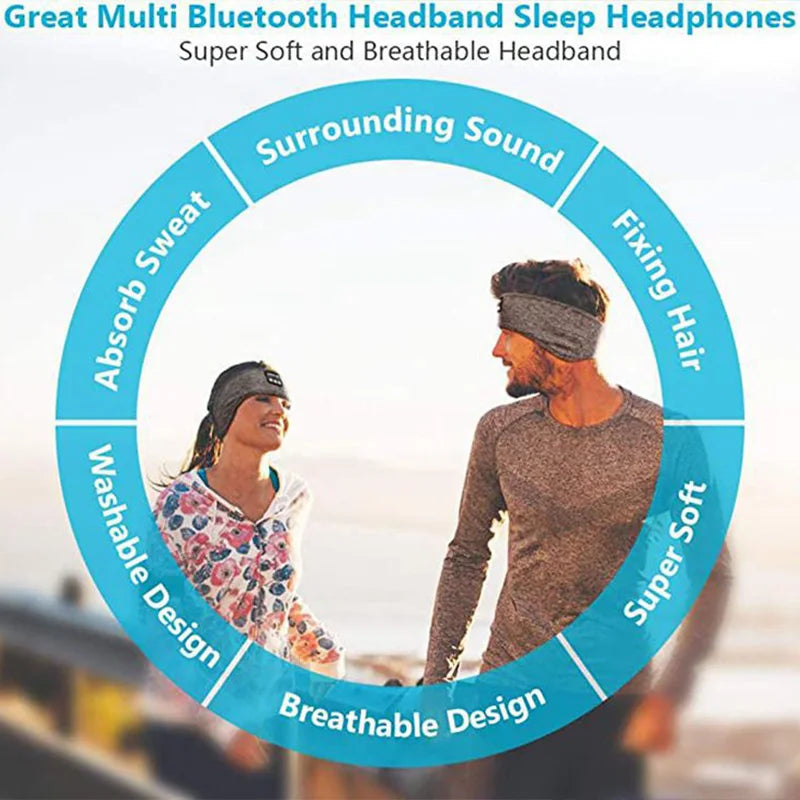 Wireless Bluetooth Sleep Headband Headphones – Soft Music Headband for Sleeping, Sports & Relaxation