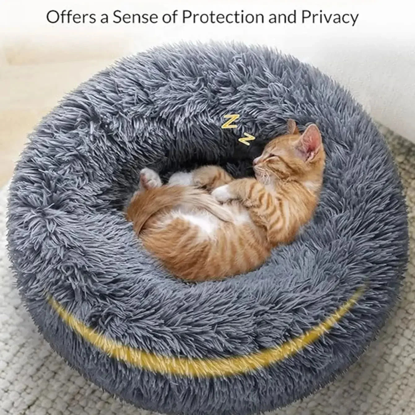 Round Plush Pet Bed – Soft Calming Bed for Dogs & Cats (40–90cm)